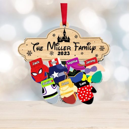 Family Mittens, Personalized Acrylic Ornament, Christmas Gift For Family