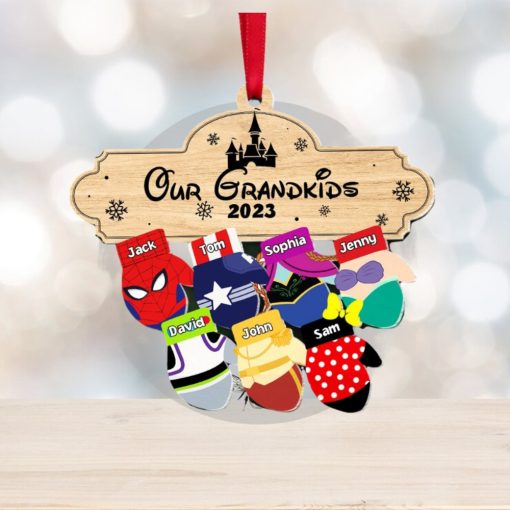 Family Mittens, Personalized Acrylic Ornament, Gift For Grandparents, Parents, Christmas Ornament