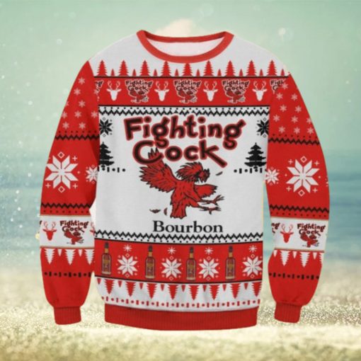 Fighting Cock Bourbon Christmas Ugly Sweater Gift For Men And Women