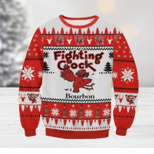 Fighting Cock Bourbon Christmas Ugly Sweater Gift For Men And Women