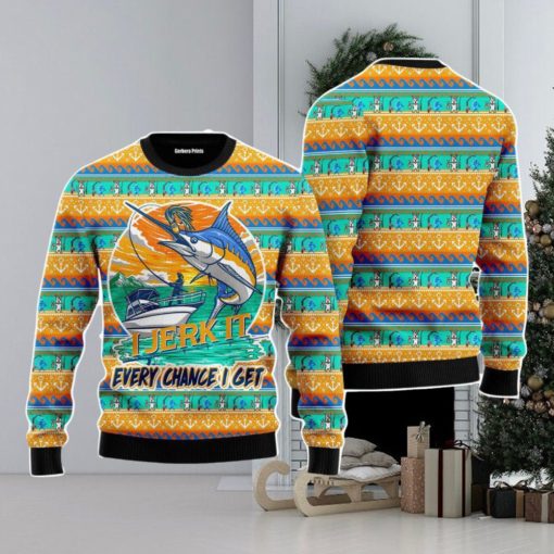 Fishing I Jerk It Every Change I Get Christmas Unisex Ugly Sweater