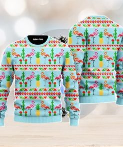 Flamingo Flamingle All The Way Pattern Christmas Unisex Ugly Sweater