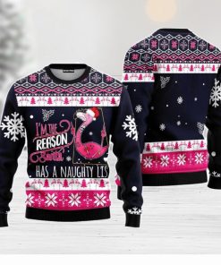 Flamingo I Am The Reason Santa Has A Naughty Christmas Unisex Ugly Sweater