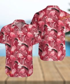 Flamingo Red Christmas Aloha Shirt, Mens Christmas Hawaiian Shirt