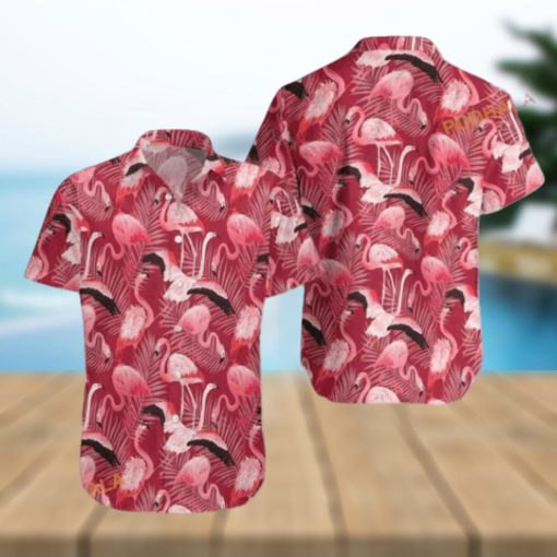 Flamingo Red Christmas Aloha Shirt, Mens Christmas Hawaiian Shirt