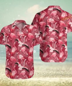 Flamingo Red Christmas Aloha Shirt, Mens Christmas Hawaiian Shirt