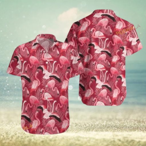 Flamingo Red Christmas Aloha Shirt, Mens Christmas Hawaiian Shirt