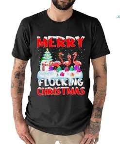 Flamingo merry flocking Christmas shirt