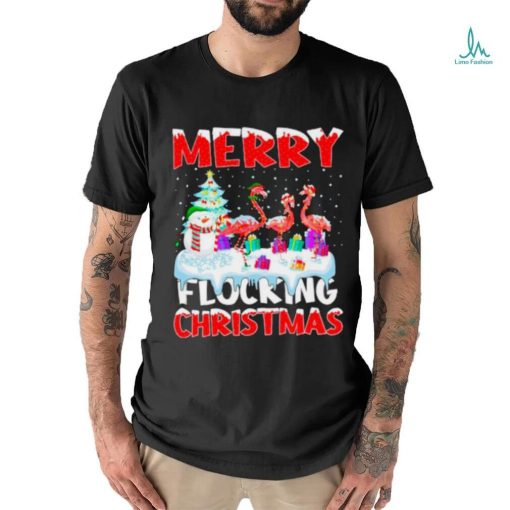 Flamingo merry flocking Christmas shirt