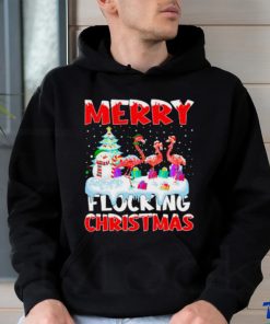 Flamingo merry flocking Christmas shirt