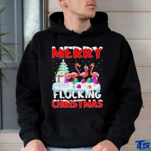Flamingo merry flocking Christmas shirt