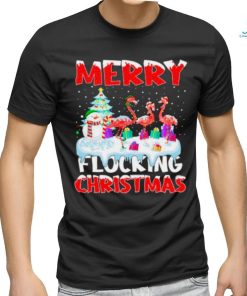 Flamingo merry flocking Christmas shirt