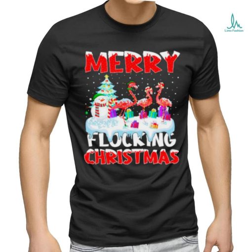 Flamingo merry flocking Christmas shirt