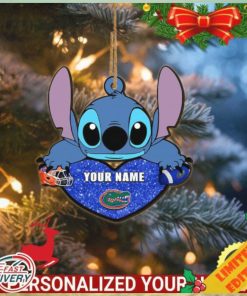 Florida Gators Stitch Custom Name Ornament NCAA And Stitch With Heart Ornament