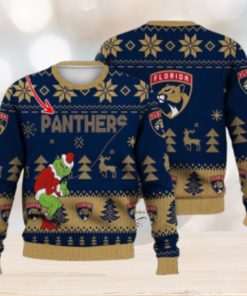 Florida Panthers Ugly Christmas Sweater Grinch Custom Ice Hockey NHL Gift For Christmas Holidays Custom Name