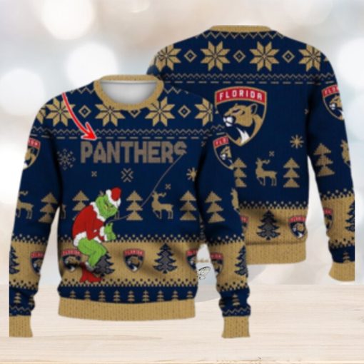 Florida Panthers Ugly Christmas Sweater Grinch Custom Ice Hockey NHL Gift For Christmas Holidays Custom Name