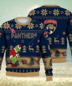 Florida Panthers Ugly Christmas Sweater Grinch Custom Ice Hockey NHL Gift For Christmas Holidays Custom Name