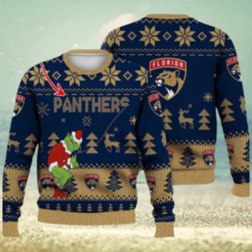 Florida Panthers Ugly Christmas Sweater Grinch Custom Ice Hockey NHL Gift For Christmas Holidays Custom Name