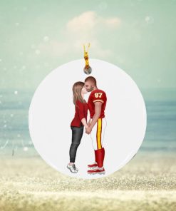 Football Couple Ceramic Circle Ornament