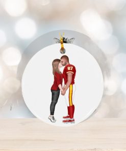 Football Couple Ceramic Circle Ornament