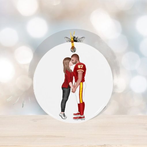 Football Couple Ceramic Circle Ornament