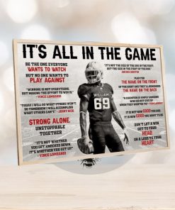 Football It's All In The Game, Personalized Wall Art Print For Football Player Poster