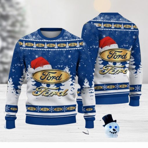 Ford Logo Wearing Santa Hat Christmas Gift Ugly Christmas Sweater Christmas Gift Ideas