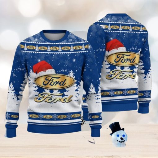 Ford Logo Wearing Santa Hat Christmas Gift Ugly Christmas Sweater Christmas Gift Ideas