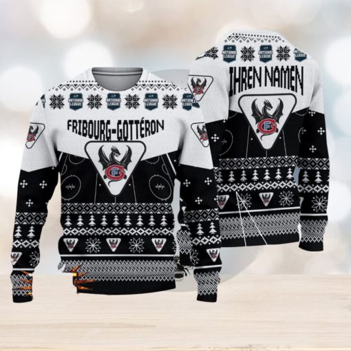 Fribourg Gotteron 3D Ugly Christmas Sweater Christmas Holiday Gift For Men And Women Personalized Name