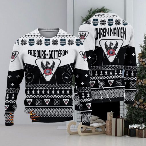 Fribourg Gotteron 3D Ugly Christmas Sweater Christmas Holiday Gift For Men And Women Personalized Name