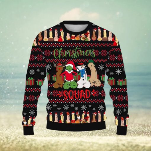 Fun Cocks Merry Christmas Printed Casual Crew Neck Ugly Sweater