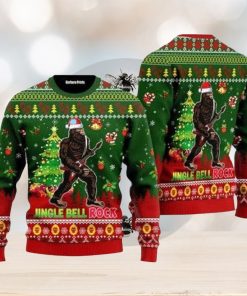 Funny Bigfoot Playing Guitar Ugly Christmas Sweater