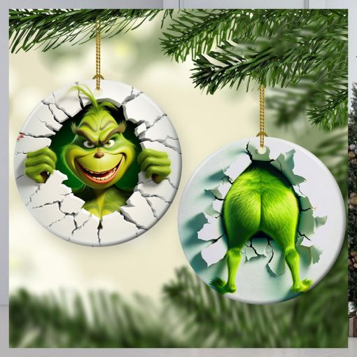Funny Chrismtas Character Grinch Breaking Ornament