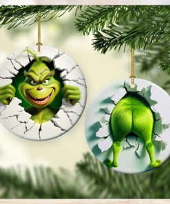 Funny Chrismtas Character Grinch Breaking Ornament