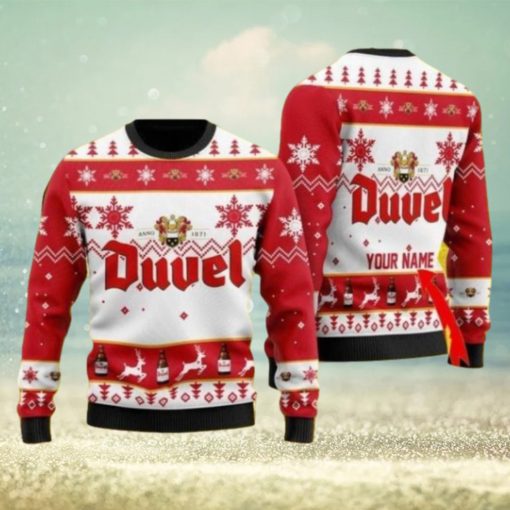 Funny Duvel Beer Personalized Name Ugly Knitted Sweater Christmas Gift