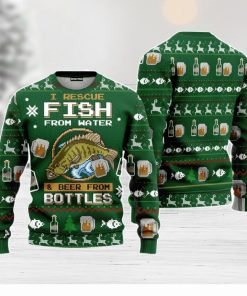 Funny Fish And Beer Christmas Unisex Ugly Sweater