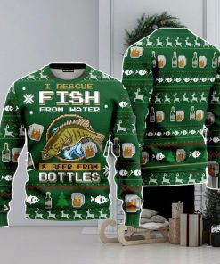 Rescue Fish From Water Beer Ugly Christmas Sweater Funny Gift For
