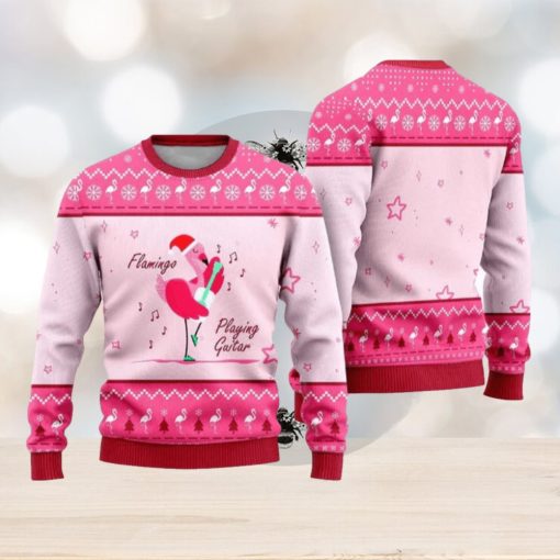 Funny Flamingo Playing Guitar Ugly Christmas Sweater Funny Gift For Men And Women Family Holidays