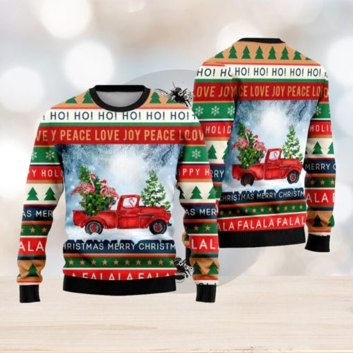 Funny Flamingo With Red Truck Ugly Christmas Sweater Funny Gift For Men And Women Family Holidays