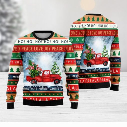 Funny Flamingo With Red Truck Ugly Christmas Sweater Funny Gift For Men And Women Family Holidays