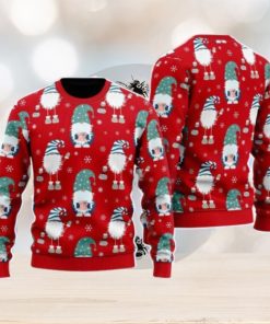 Funny Gnome And Snowflakes Red Pattern Christmas Unisex Ugly Sweater