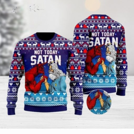 Funny Jesus Not Today Satan Ugly Christmas Sweater Gifts For Christian Families