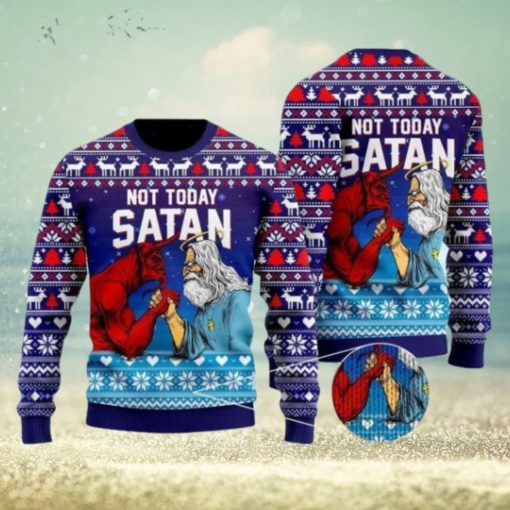 Funny Jesus Not Today Satan Ugly Christmas Sweater Gifts For Christian Families