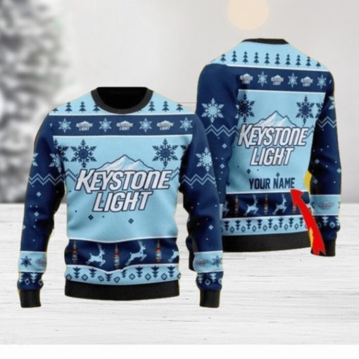 Funny Keystone Light Personalized Name Ugly Knitted Sweater Christmas Gift