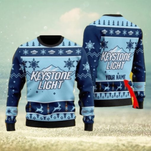 Funny Keystone Light Personalized Name Ugly Knitted Sweater Christmas Gift