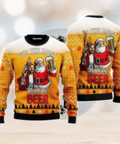 Funny Santa Drink Beer With Jesus Christmas Unisex Ugly Sweater