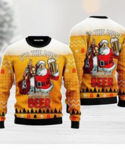 Funny Santa Drink Beer With Jesus Christmas Unisex Ugly Sweater