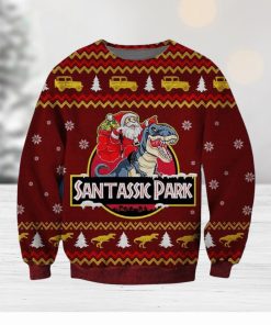 Funny Santa Santassic Park Ugly Christmas 3D Sweater