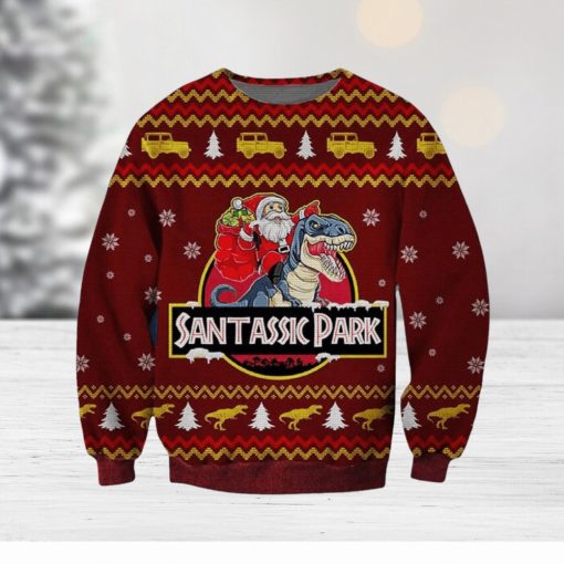 Funny Santa Santassic Park Ugly Christmas 3D Sweater