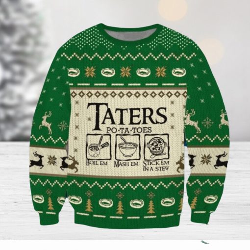 Funny Taters Potatoes Green Ugly Christmas 3D Sweater